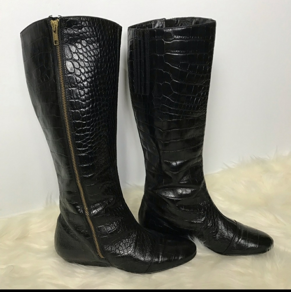 Migliorini Italian Leather Boots,Black ,Size 8
